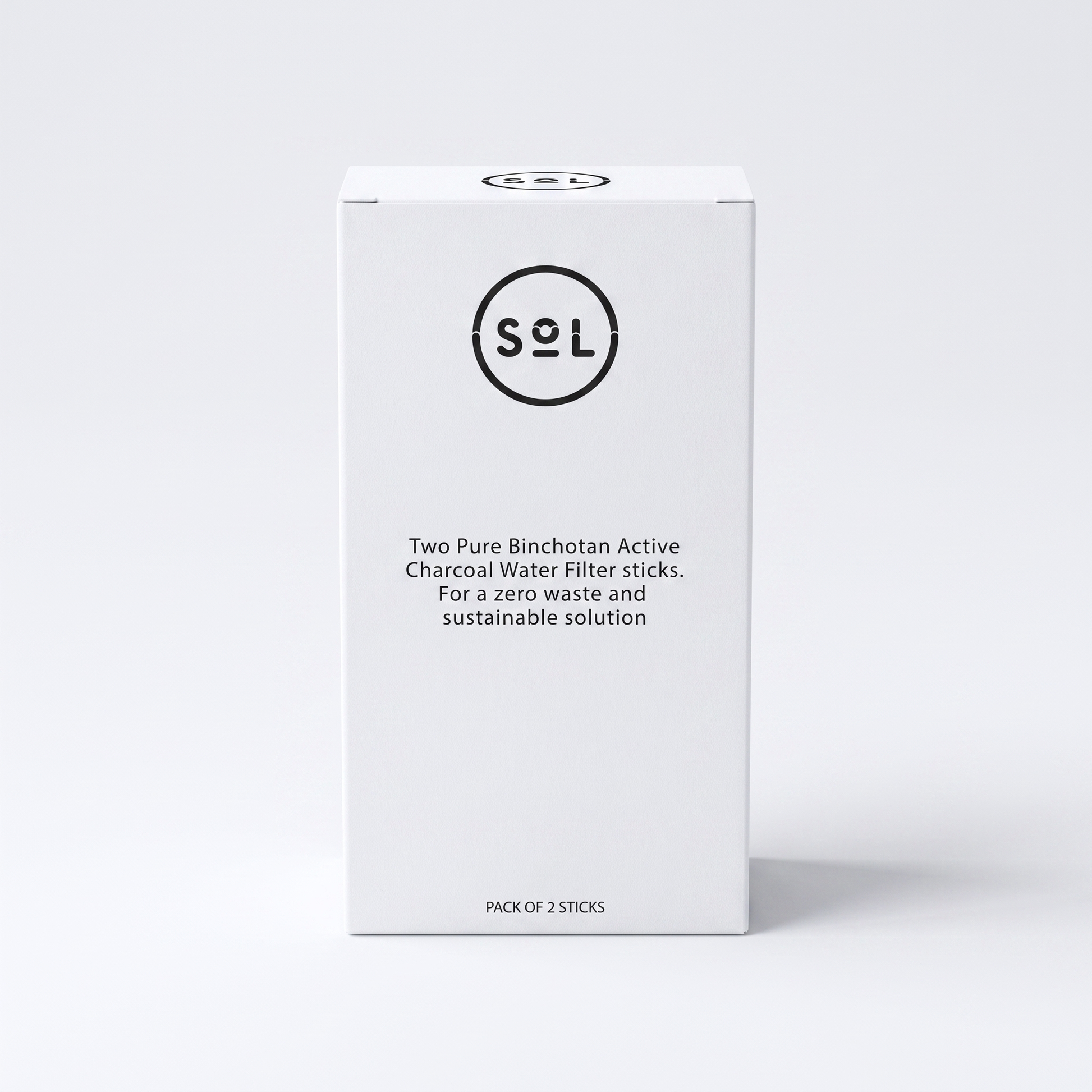 SoL Pure Binchotan Active Charcoal Water Filter Sticks, pack of 2, white studio product shot