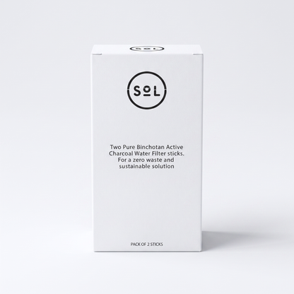 SoL Pure Binchotan Active Charcoal Water Filter Sticks, pack of 2, white studio product shot