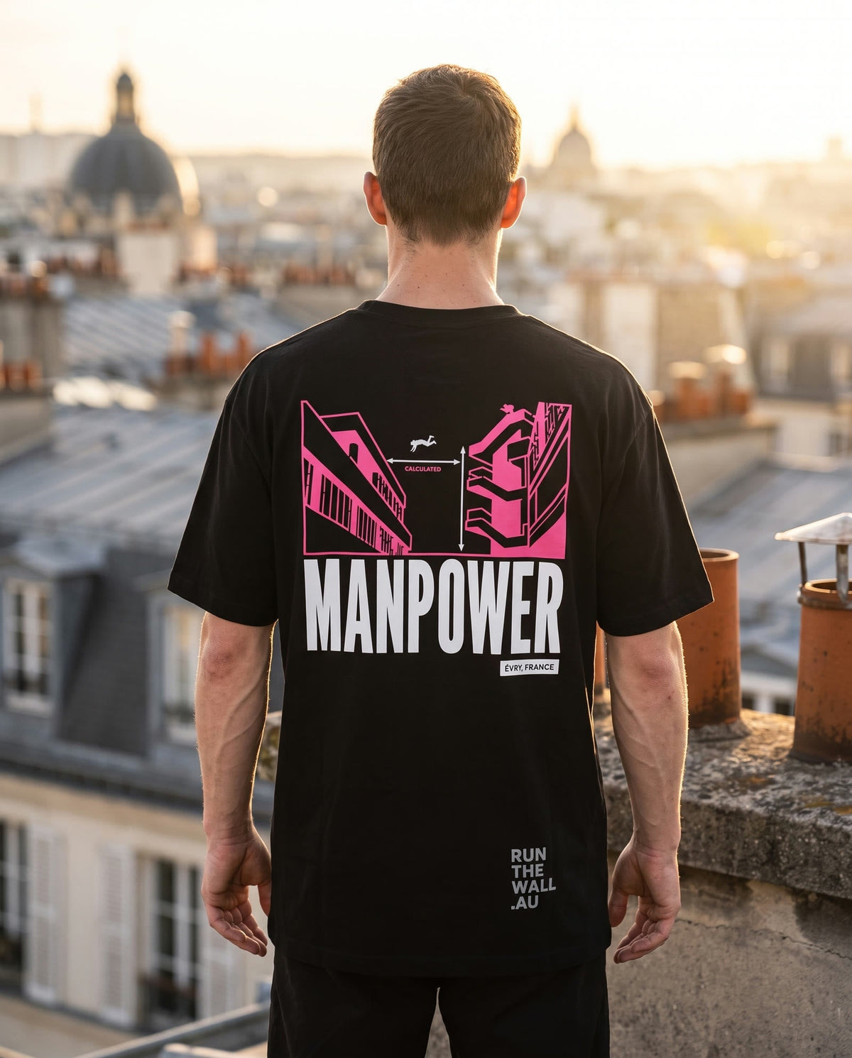 MANPOWER Spot Tee, black, back print